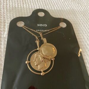 Dual Roman coin look necklace from Mango. NWT